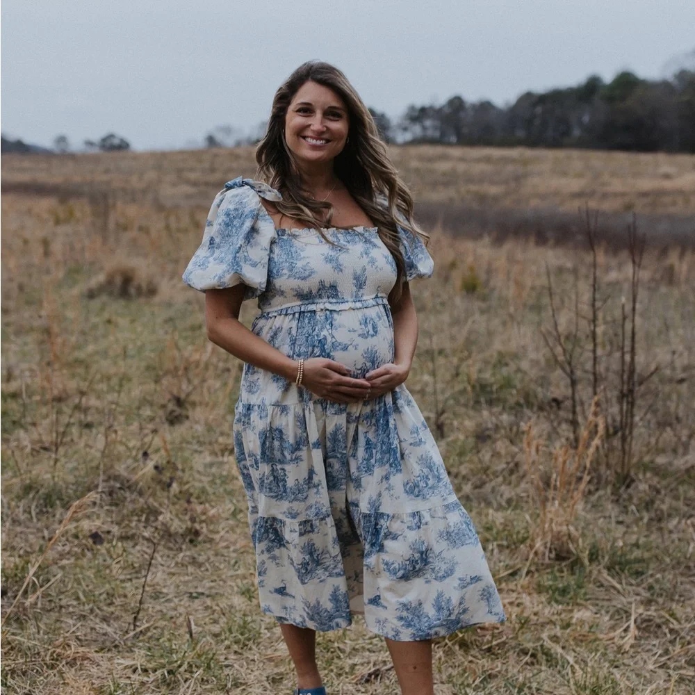 Worth Collective Elena Smocked Midi Dress Size L - Picture 7 of 7